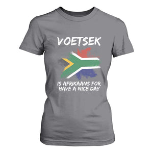 Funny Voetsek Is Afrikaans For Have A Nice Day T Shirt For Women Vintage Saffa Flag TS11 Charcoal Print Your Wear