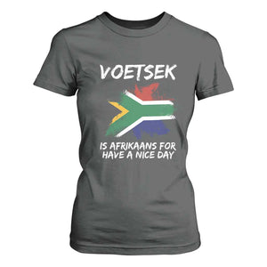 Funny Voetsek Is Afrikaans For Have A Nice Day T Shirt For Women Vintage Saffa Flag TS11 Dark Heather Print Your Wear