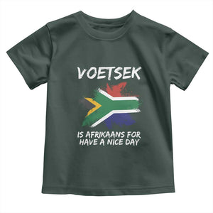 Funny Voetsek Is Afrikaans For Have A Nice Day Toddler T Shirt Vintage Saffa Flag TS11 Dark Forest Green Print Your Wear