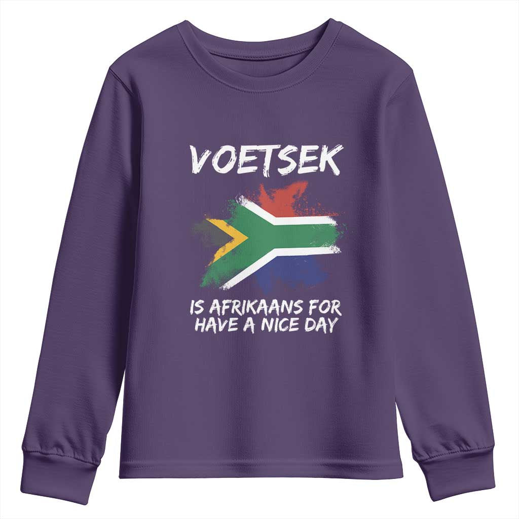 Funny Voetsek Is Afrikaans For Have A Nice Day Youth Sweatshirt Vintage Saffa Flag TS11 Purple Print Your Wear