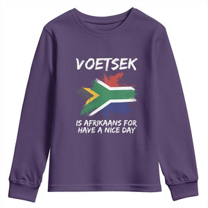 Funny Voetsek Is Afrikaans For Have A Nice Day Youth Sweatshirt Vintage Saffa Flag TS11 Purple Print Your Wear