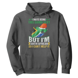 I Hate Being This Damn Sexy But I'm South African So I can't Help It Hoodie Saffa Flag TS11 Dark Heather Print Your Wear