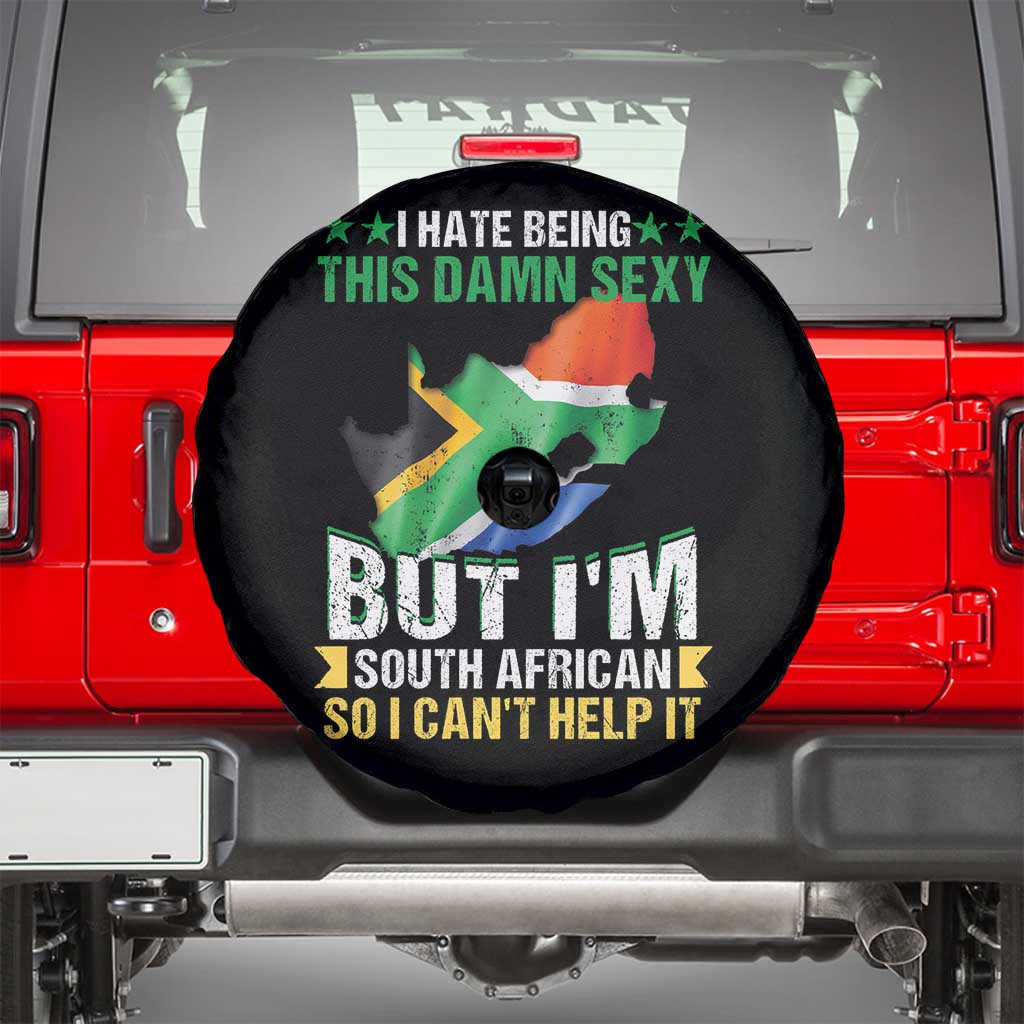 I Hate Being This Damn Sexy But I'm South African So I can't Help It Spare Tire Cover Saffa Flag TS11 Black Print Your Wear