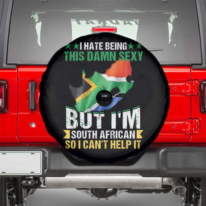 I Hate Being This Damn Sexy But I'm South African So I can't Help It Spare Tire Cover Saffa Flag TS11 Black Print Your Wear