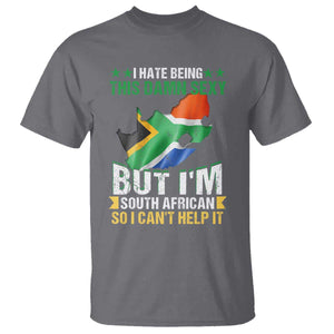I Hate Being This Damn Sexy But I'm South African So I can't Help It T Shirt Saffa Flag TS11 Charcoal Print Your Wear