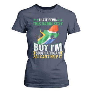 I Hate Being This Damn Sexy But I'm South African So I can't Help It T Shirt For Women Saffa Flag TS11 Navy Print Your Wear