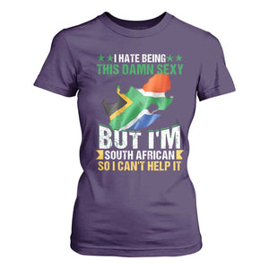 I Hate Being This Damn Sexy But I'm South African So I can't Help It T Shirt For Women Saffa Flag TS11 Purple Print Your Wear