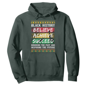 Black History Believe Achieve Succeed Hoodie African American History TS11 Dark Forest Green Print Your Wear
