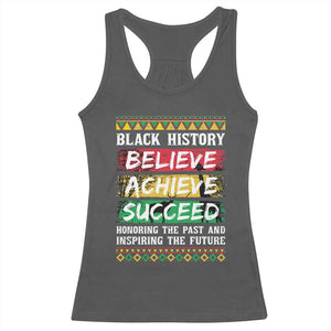Black History Believe Achieve Succeed Racerback Tank Top African American History TS11 Dark Heather Print Your Wear