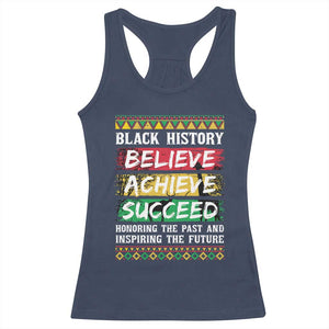 Black History Believe Achieve Succeed Racerback Tank Top African American History TS11 Navy Print Your Wear