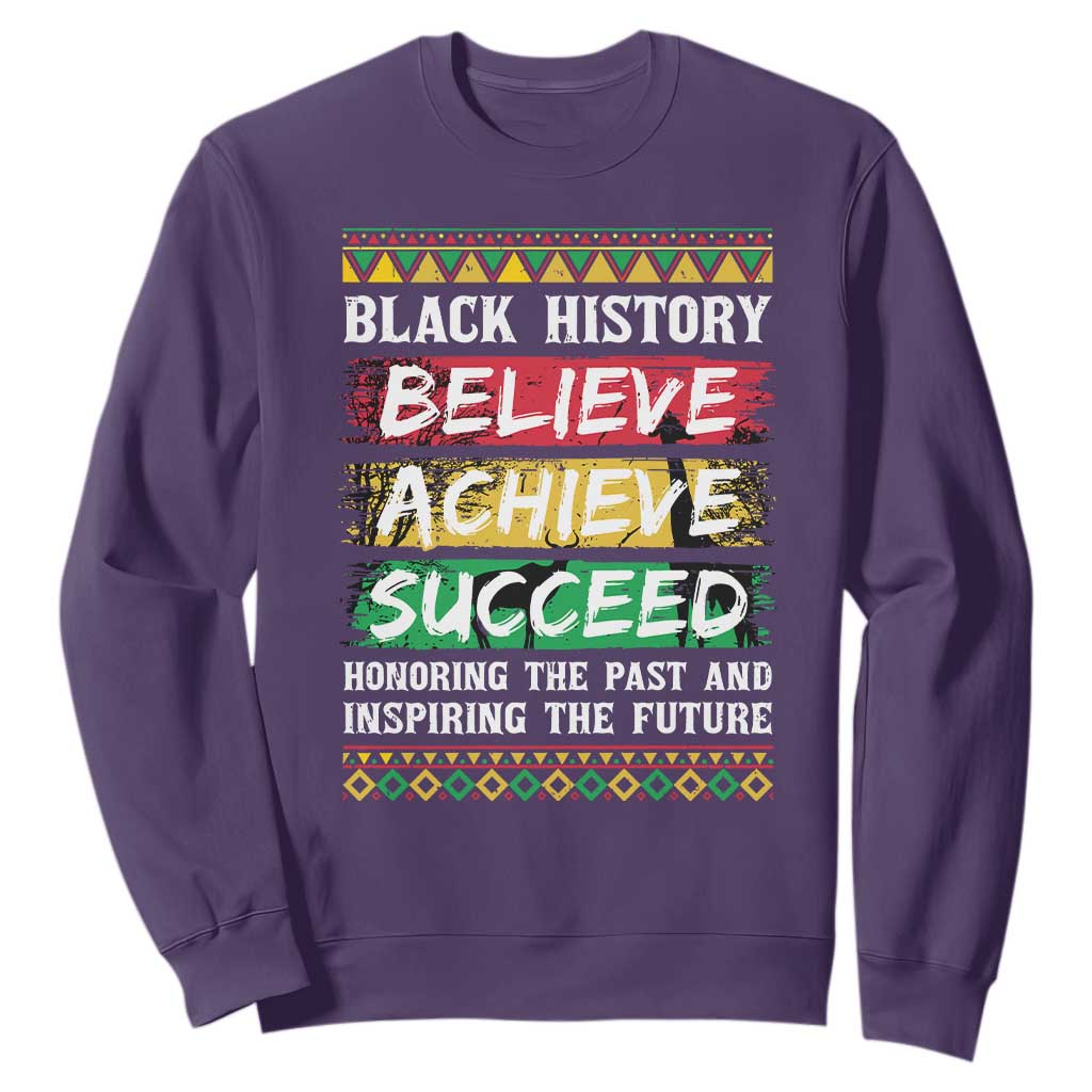 Black History Believe Achieve Succeed Sweatshirt African American History TS11 Purple Print Your Wear