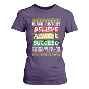 Black History Believe Achieve Succeed T Shirt For Women African American History TS11 Purple Print Your Wear