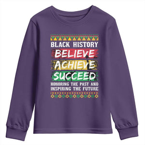 Black History Believe Achieve Succeed Youth Sweatshirt African American History TS11 Purple Print Your Wear