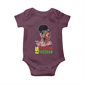Education Is Freedom Baby Onesie Black History Month Teacher Melanin Black Girl TS11 Maroon Print Your Wear