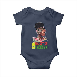 Education Is Freedom Baby Onesie Black History Month Teacher Melanin Black Girl TS11 Navy Print Your Wear