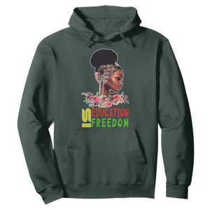 Education Is Freedom Hoodie Black History Month Teacher Melanin Black Girl TS11 Dark Forest Green Print Your Wear