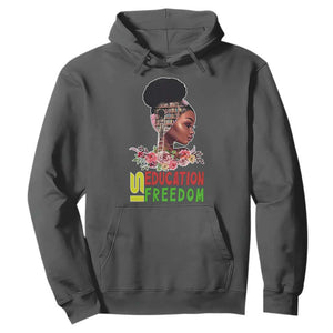 Education Is Freedom Hoodie Black History Month Teacher Melanin Black Girl TS11 Dark Heather Print Your Wear