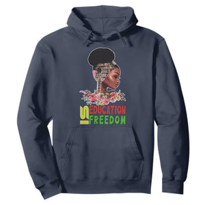 Education Is Freedom Hoodie Black History Month Teacher Melanin Black Girl TS11 Navy Print Your Wear