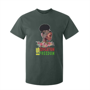 Education Is Freedom T Shirt For Kid Black History Month Teacher Melanin Black Girl TS11 Dark Forest Green Print Your Wear