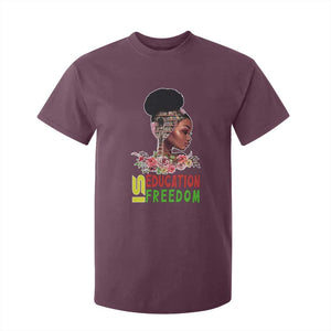 Education Is Freedom T Shirt For Kid Black History Month Teacher Melanin Black Girl TS11 Maroon Print Your Wear
