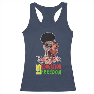 Education Is Freedom Racerback Tank Top Black History Month Teacher Melanin Black Girl TS11 Navy Print Your Wear