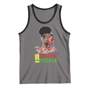 Education Is Freedom Tank Top Black History Month Teacher Melanin Black Girl TS11 Deep Heather Black Print Your Wear