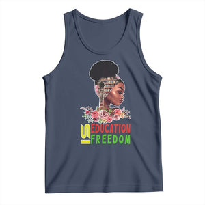 Education Is Freedom Tank Top Black History Month Teacher Melanin Black Girl TS11 Navy Print Your Wear