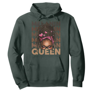 African American Pride Hoodie Melanin Queen Afro Messy Bun TS11 Dark Forest Green Print Your Wear