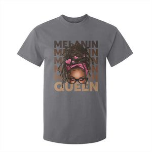 African American Pride T Shirt For Kid Melanin Queen Afro Messy Bun TS11 Charcoal Print Your Wear