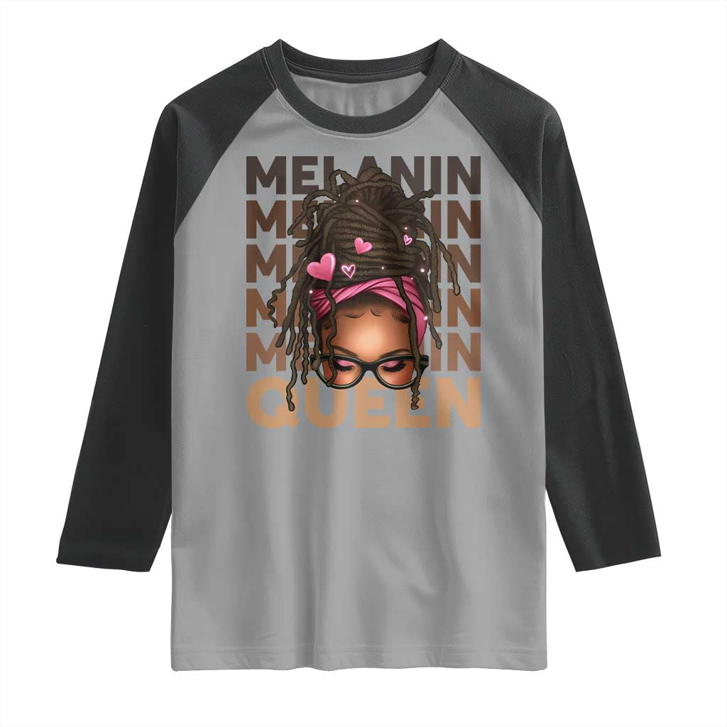 African American Pride Raglan Shirt Melanin Queen Afro Messy Bun TS11 Sport Gray Black Print Your Wear