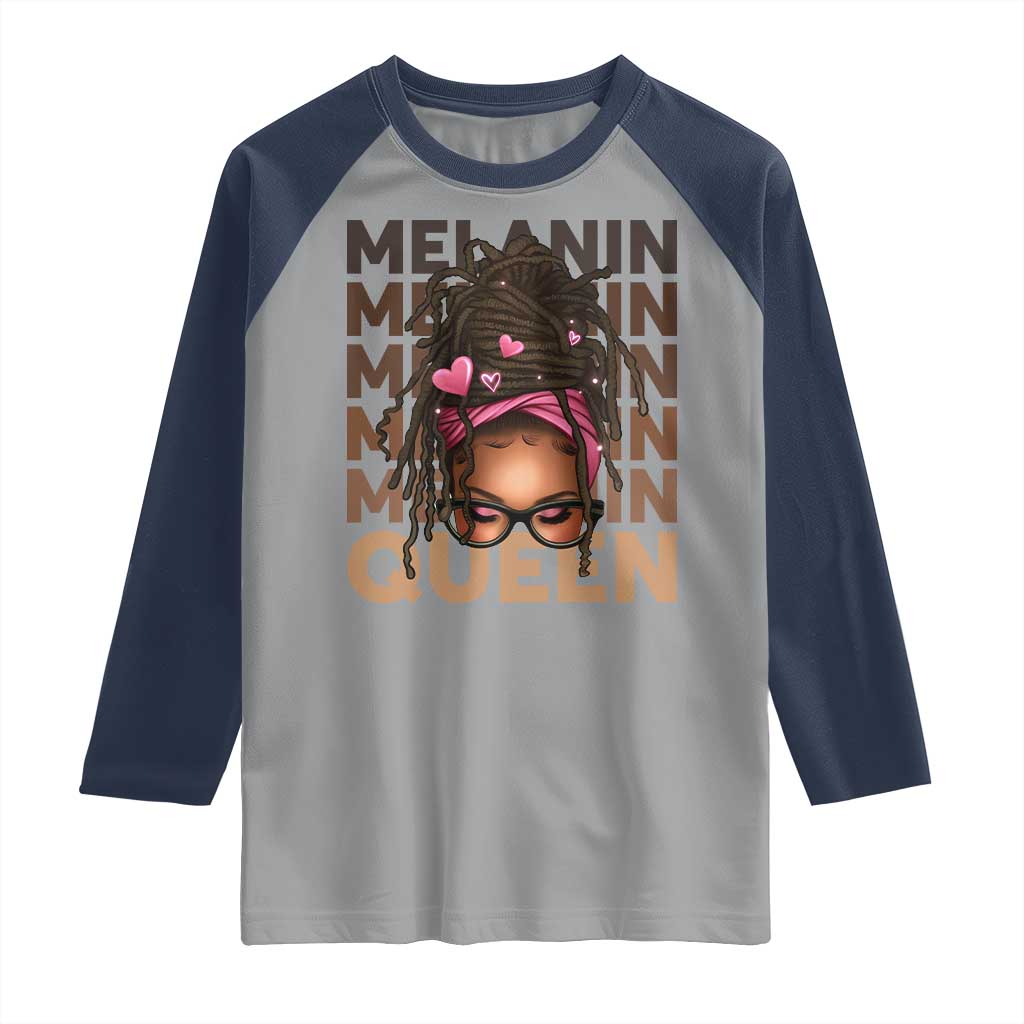 African American Pride Raglan Shirt Melanin Queen Afro Messy Bun TS11 Sport Gray Navy Print Your Wear