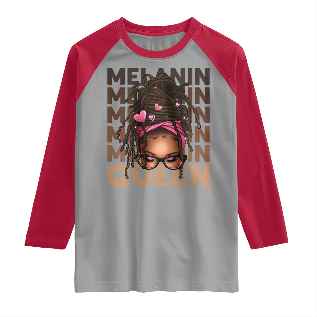African American Pride Raglan Shirt Melanin Queen Afro Messy Bun TS11 Sport Gray Red Print Your Wear