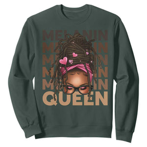 African American Pride Sweatshirt Melanin Queen Afro Messy Bun TS11 Dark Forest Green Print Your Wear