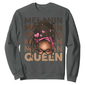 African American Pride Sweatshirt Melanin Queen Afro Messy Bun TS11 Dark Heather Print Your Wear