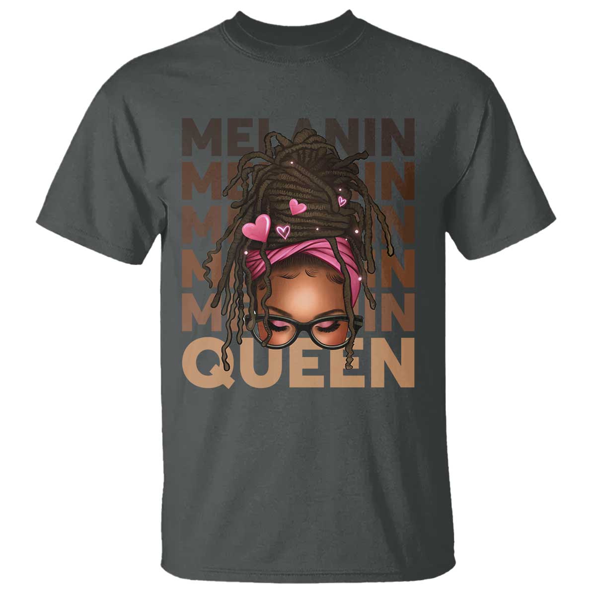 African American Pride T Shirt Melanin Queen Afro Messy Bun TS11 Dark Heather Print Your Wear