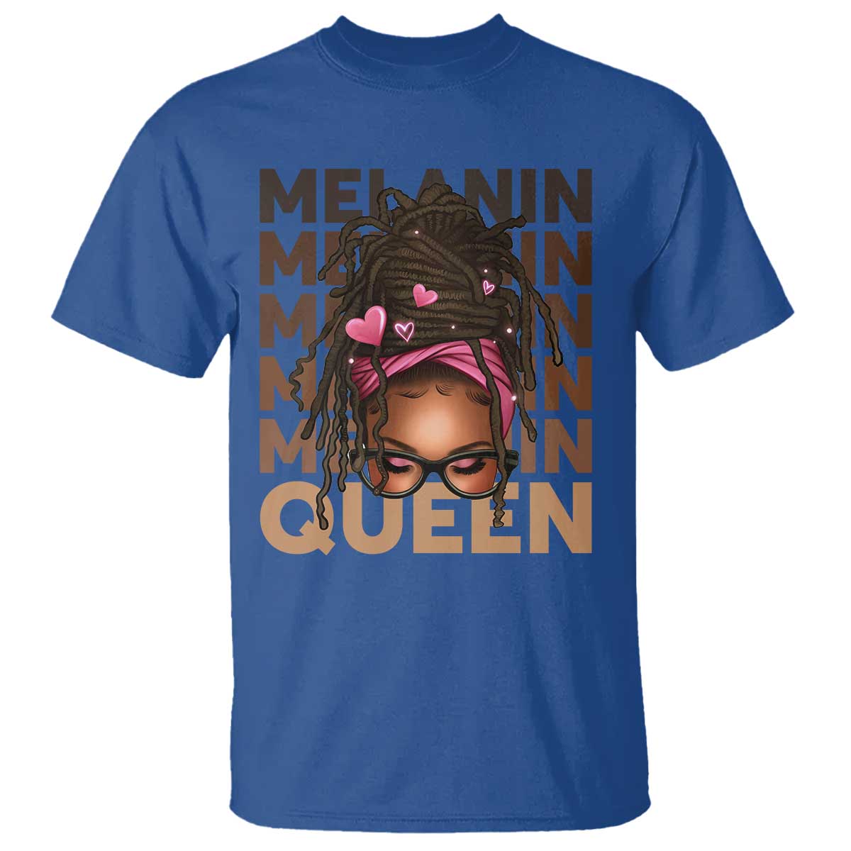 African American Pride T Shirt Melanin Queen Afro Messy Bun TS11 Royal Blue Print Your Wear