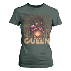 African American Pride T Shirt For Women Melanin Queen Afro Messy Bun TS11 Dark Forest Green Print Your Wear
