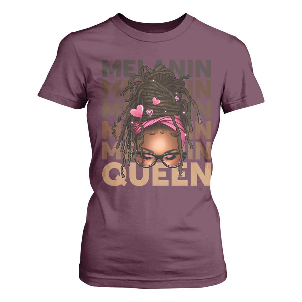 African American Pride T Shirt For Women Melanin Queen Afro Messy Bun TS11 Maroon Print Your Wear