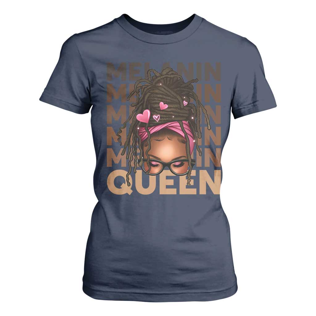 African American Pride T Shirt For Women Melanin Queen Afro Messy Bun TS11 Navy Print Your Wear