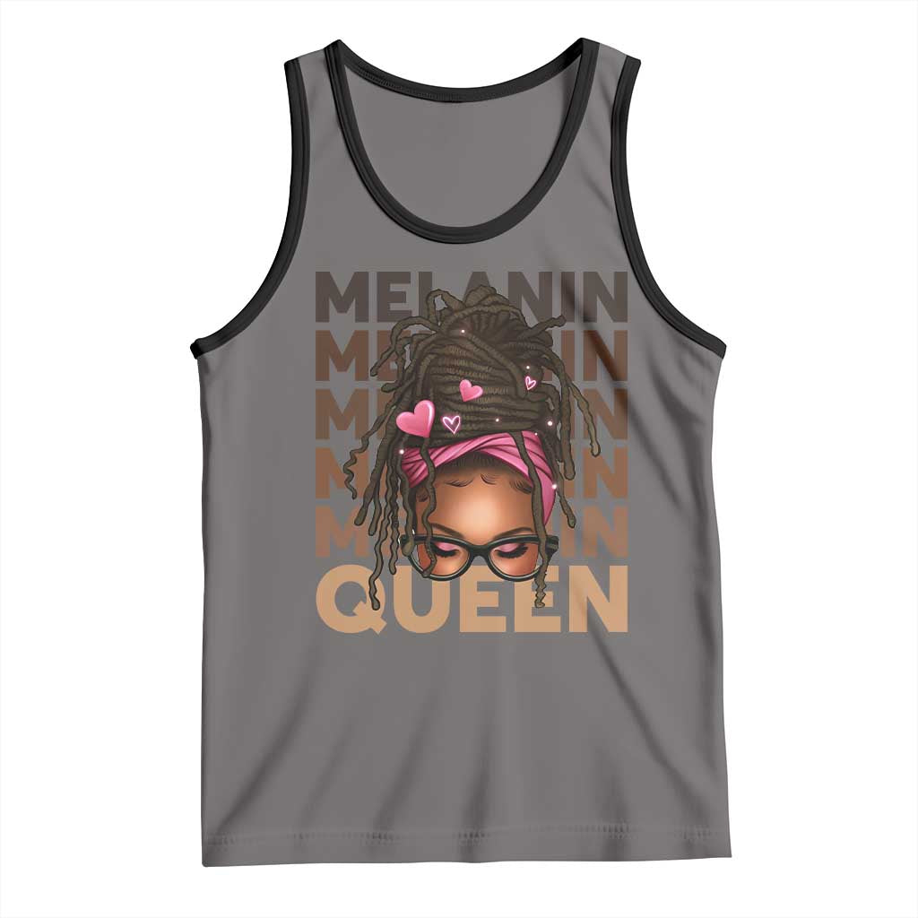 African American Pride Tank Top Melanin Queen Afro Messy Bun TS11 Deep Heather Black Print Your Wear
