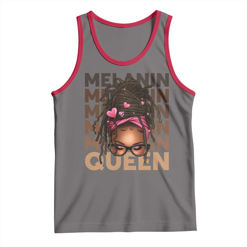 African American Pride Tank Top Melanin Queen Afro Messy Bun TS11 Deep Heather Red Print Your Wear