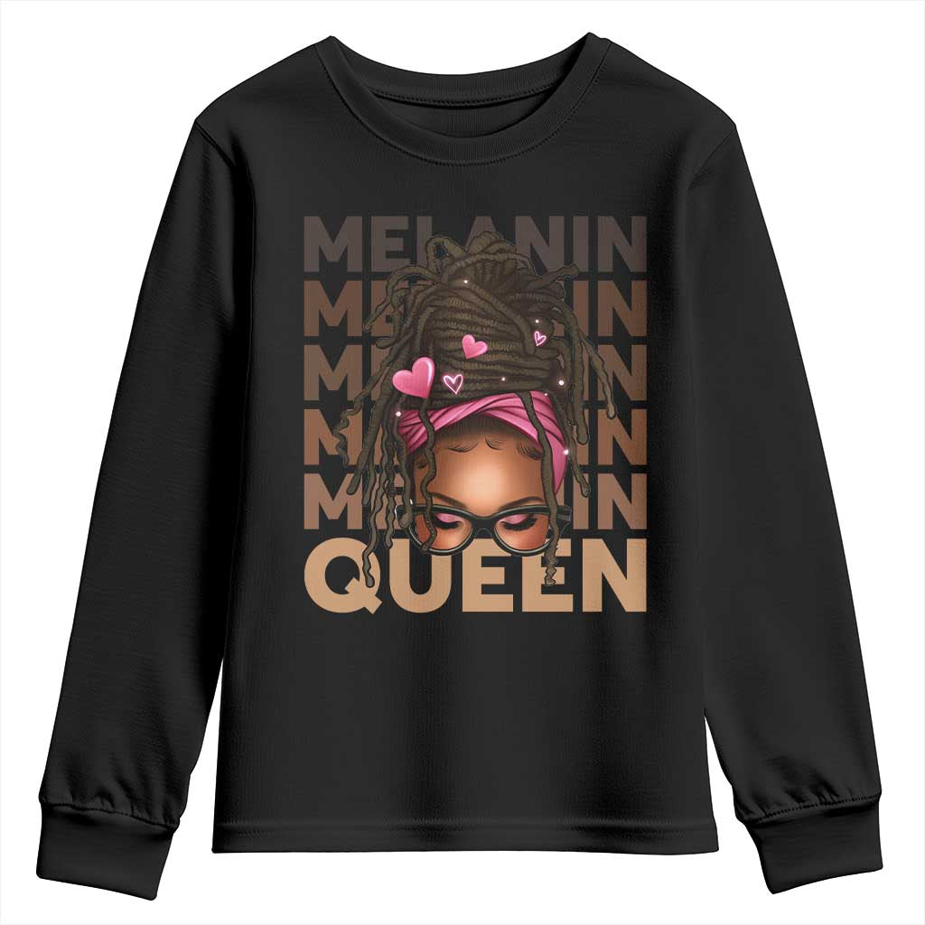African American Pride Youth Sweatshirt Melanin Queen Afro Messy Bun TS11 Black Print Your Wear