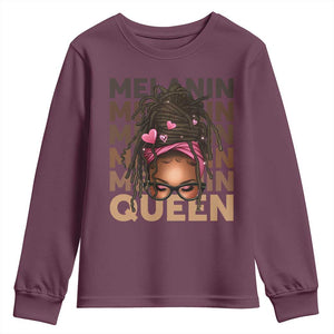 African American Pride Youth Sweatshirt Melanin Queen Afro Messy Bun TS11 Maroon Print Your Wear