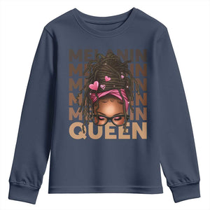 African American Pride Youth Sweatshirt Melanin Queen Afro Messy Bun TS11 Navy Print Your Wear