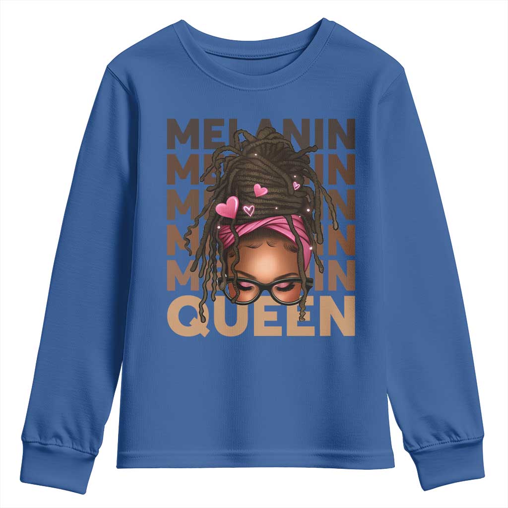 African American Pride Youth Sweatshirt Melanin Queen Afro Messy Bun TS11 Royal Blue Print Your Wear