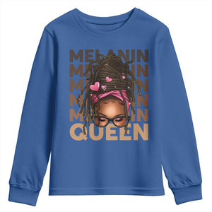 African American Pride Youth Sweatshirt Melanin Queen Afro Messy Bun TS11 Royal Blue Print Your Wear