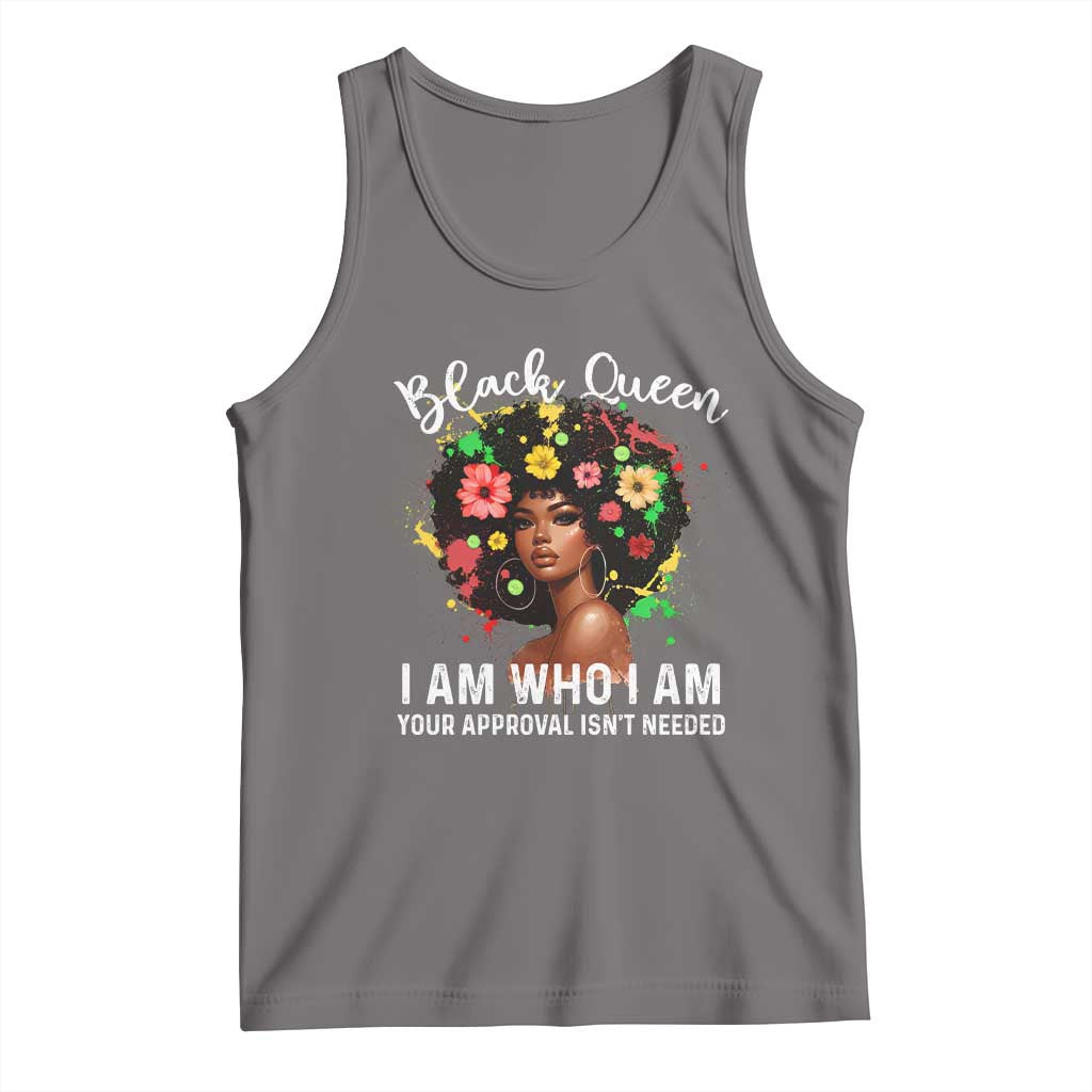 Proud African American Melanin Black Afro Girl Tank Top Black Queen I Am Who I Am Your Approval Isn't Needed TS11 Deep Heather Print Your Wear