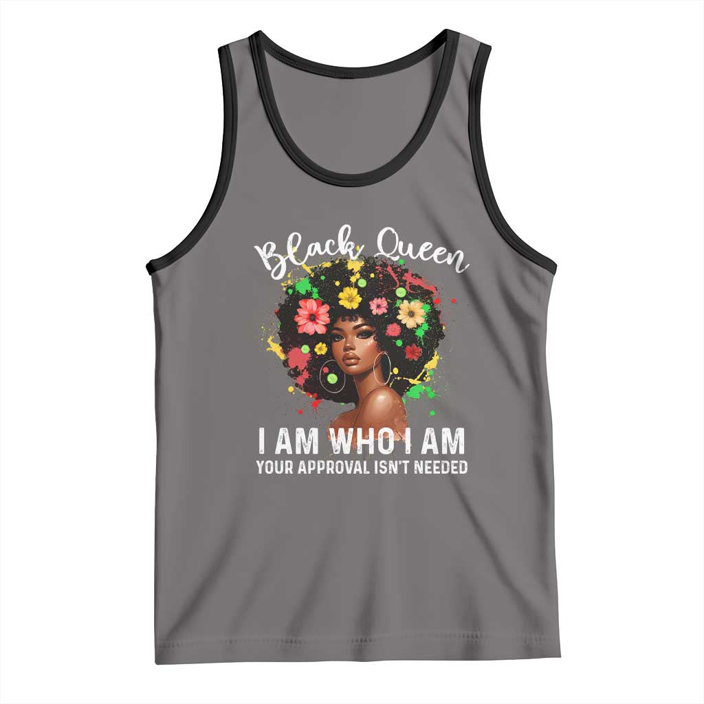 Proud African American Melanin Black Afro Girl Tank Top Black Queen I Am Who I Am Your Approval Isn't Needed TS11 Deep Heather Black Print Your Wear