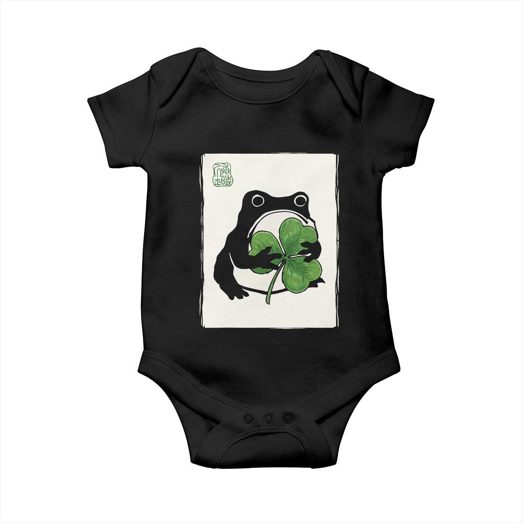 Funny Grumpy Frog Japanese St Patricks Day Baby Onesie TS11 Black Print Your Wear