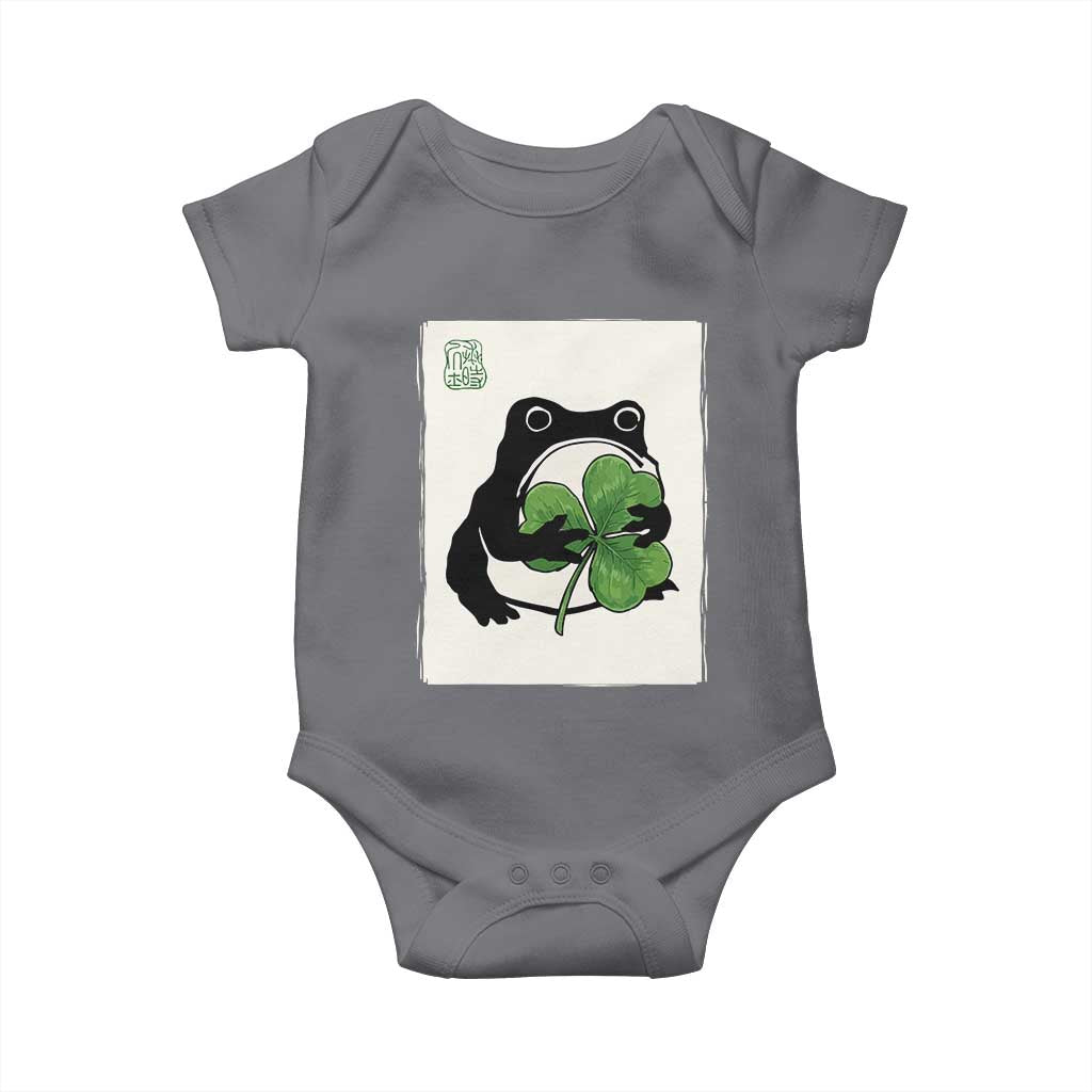 Funny Grumpy Frog Japanese St Patricks Day Baby Onesie TS11 Charcoal Print Your Wear